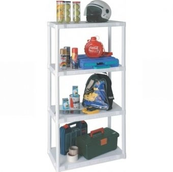 Estante Plástica Branca com 4 Prateleiras - Linha Doméstica R08