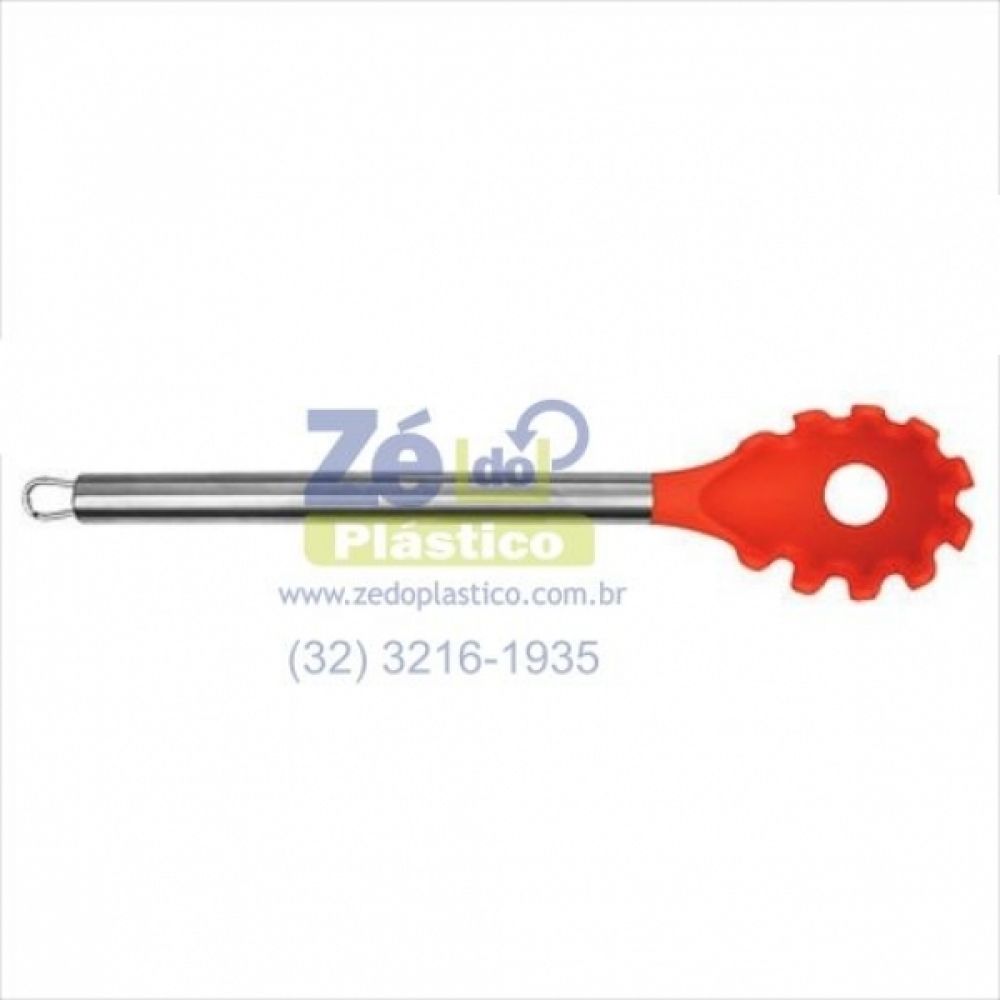 Pegador de Macarrão de Silicone Cabo Inox 12078 - Laranja