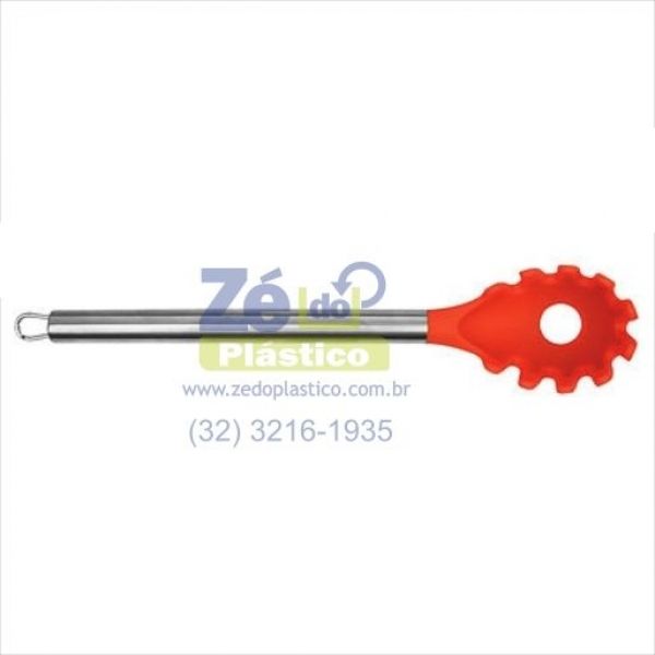 Pegador de Macarrão de Silicone Cabo Inox 12078 - Laranja