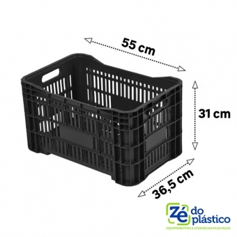 Caixa de Mercado Preta - 50 Litros