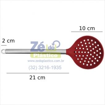 Escumadeira de Silicone Cabo Inox 12069 - Vinho
