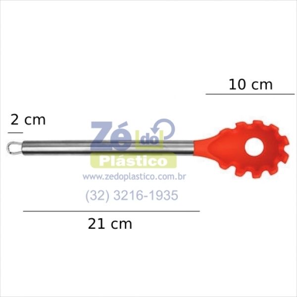 Pegador de Macarrão de Silicone Cabo Inox 12078 - Laranja