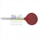 Escumadeira de Silicone Cabo Inox 12069 - Vinho