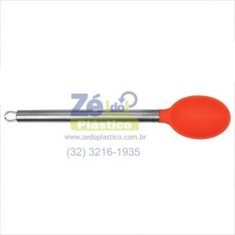 Colher de Silicone Cabo Inox 12067 - Laranja