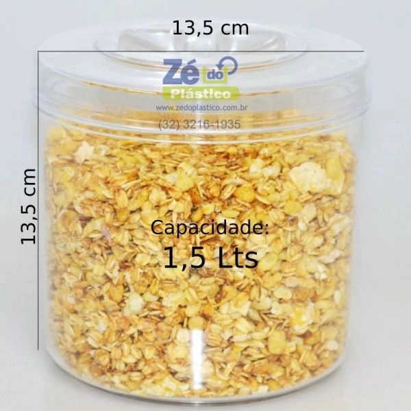Pote Acrílico Redondo 1,5 Lts com Tampa