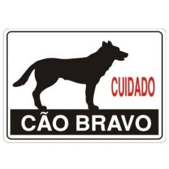 Placa Sinalização - Cuidado Cão Bravo