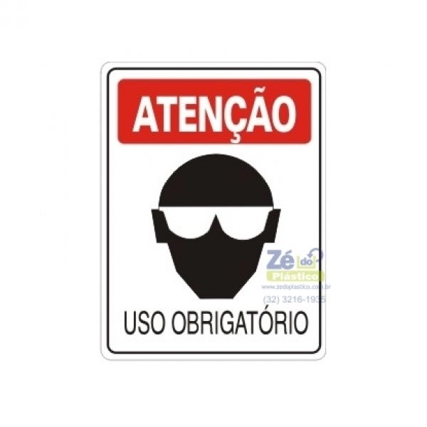 Placa Sinalização - Uso Obrigatório de Óculos de Proteção
