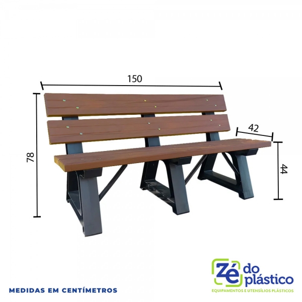 Banco de Jardim Madeira Plástica - 3 Lugares