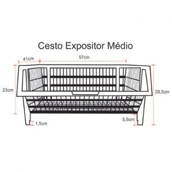 Cesto Expositor Empilhável Médio - Preto