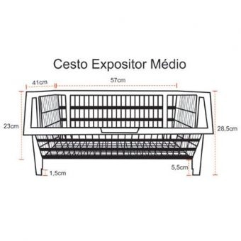 Cesto Expositor Empilhável Médio - Preto