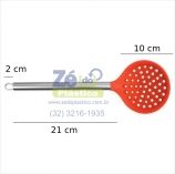 Escumadeira de Silicone Cabo Inox 12069 - Laranja