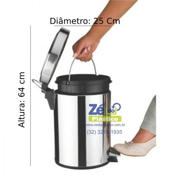 Lixeira Redonda Inox com Pedal 12 Litros