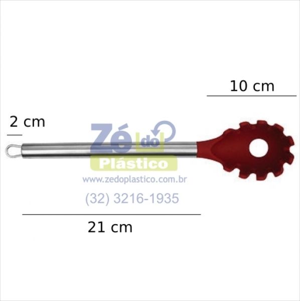 Pegador de Macarrão de Silicone Cabo Inox 12078 - Vinho