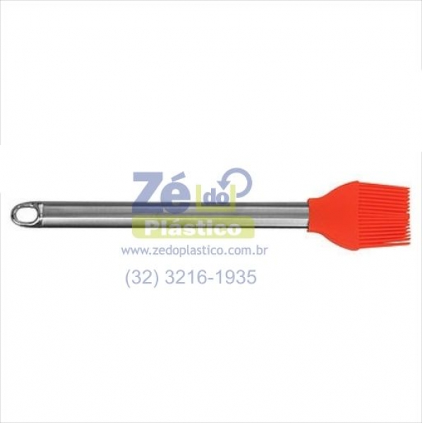 Pincel de Silicone Cabo Inox 12106 - Laranja