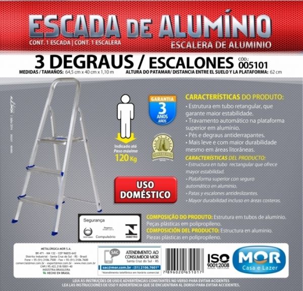 Escada de Alumínio 3 Degraus - 5101