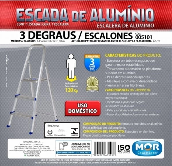 Escada de Alumínio 3 Degraus - 5101